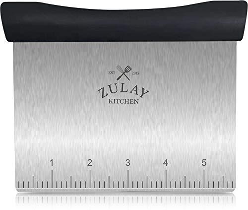 Premium Multi-purpose Stainless Steel Bench Scraper & Chopper, Easy to Read Etched Markings for Perfect Cuts, Quick & Easy Multi-use Dough Scraper, Dough Cutter & Pastry Scraper - by Zulay Kitchen