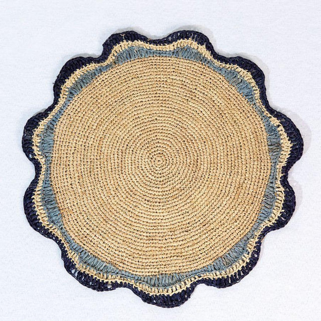 Anina Round Placemat, Set of 4 - Navy/ Blue