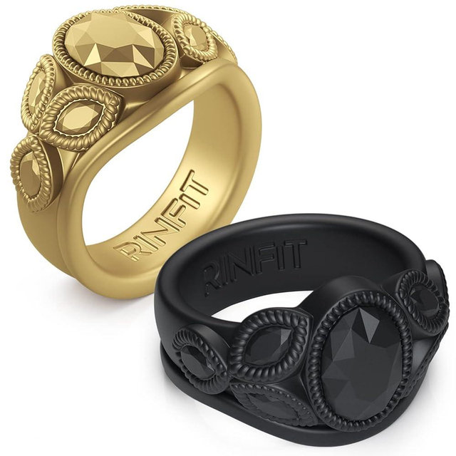 Rinfit Silicone Rings for Women - Womens Wedding Rings - Silicone Wedding Bands - Oval & Pear Rubber Ring - Patented Design
