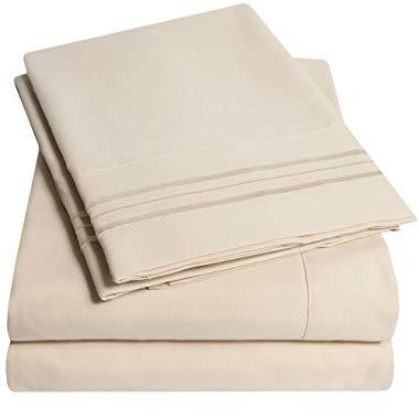 1500 Supreme Collection Extra Soft Queen Sheets Set, Beige - Luxury Bed Sheets Set with Deep Pocket Wrinkle Free Hypoallergenic Bedding, Over 40 Colors, Queen Size, Beige