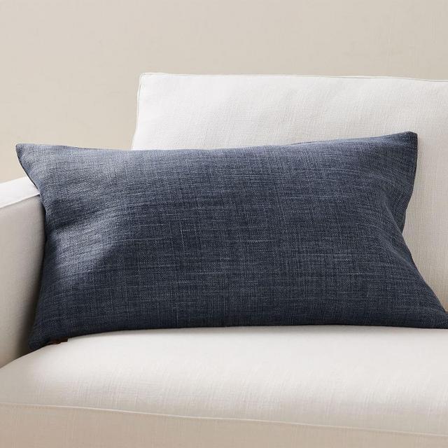 Belgian Linen Lumbar Throw Pillow Cover, 16" x 26", Midnight