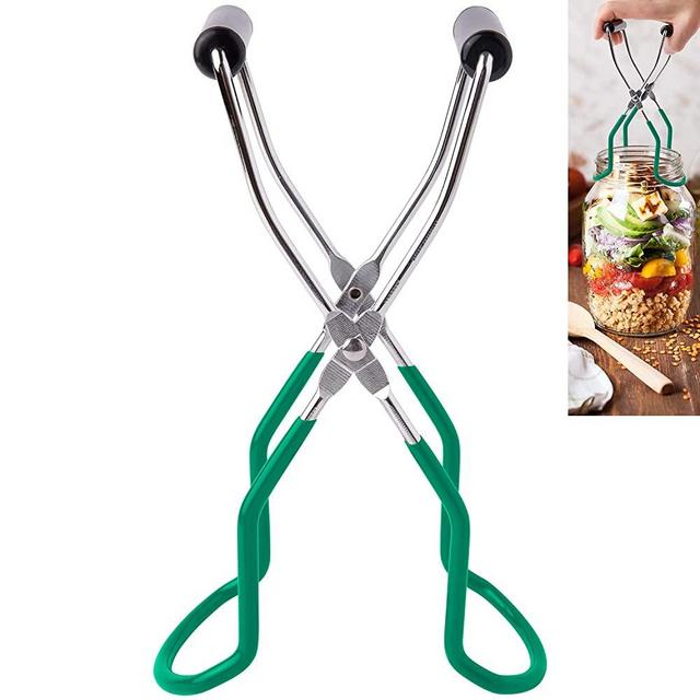 Eeoyu Canning Jar Lifter Tongs Stainless Steel Jar Lifter with Grip Handle for Home Kitchen (Cyan)