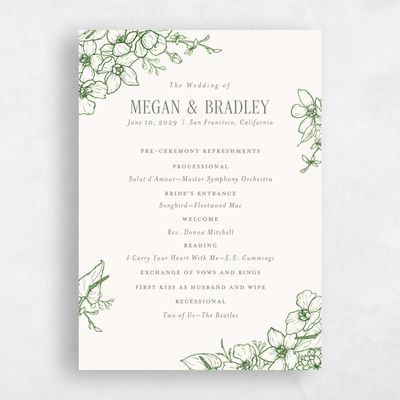 Dark Green Wedding Program - Painaa