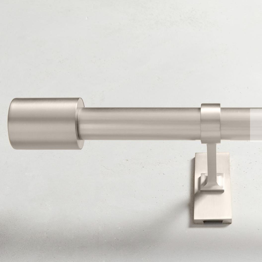 Oversized Adjustable Curtain Rod w/ Cylinder Finials - Brushed Nickel