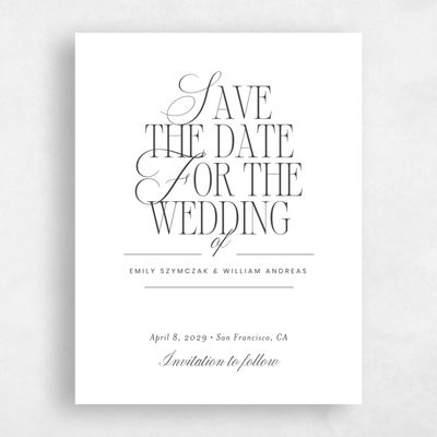 White Wedding Save the Date - Thisbe Portrait