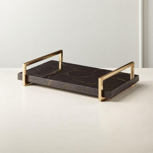 Black Agate Tray with Handles
