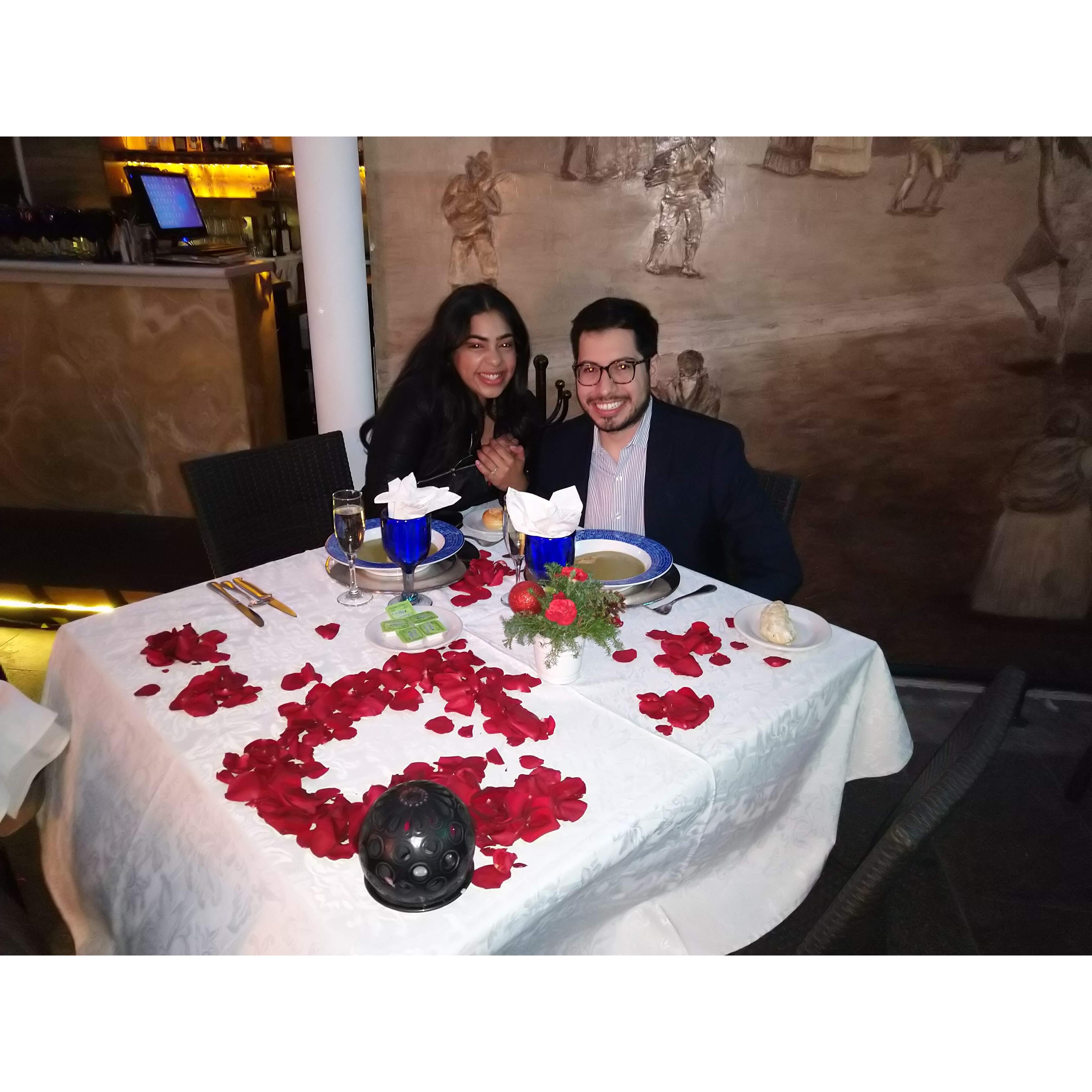 Our engagement dinner at El Gran Hotel in Mexico City!