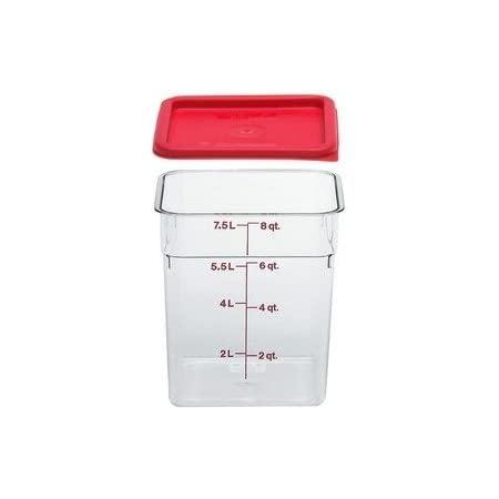 Cambro Camwear Polycarbonate Square Food Storage Container, 8 Quart With Lid