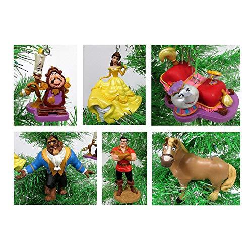 Beauty and the Beast Holiday Christmas Ornament Set - Unique Shatterproof Plastic Design