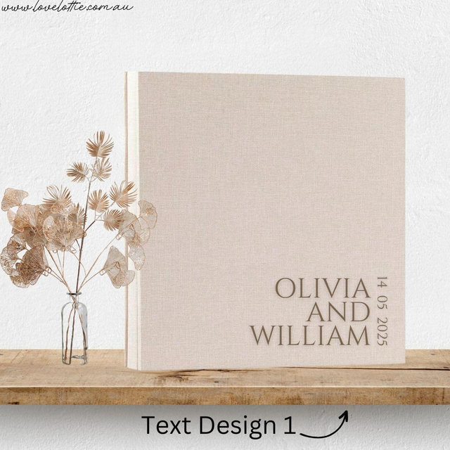 Personalised Linen Wedding Photo Album - Wedding Anniversary Gift - Couple Engagement Names and Date - Gift for husband - Gift For Wife