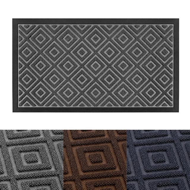 MATALL Durable Front Door Mat - Grey Heavy Duty Doormat Indoor Outdoor Non-Slip Rug Welcome Entrance Mat for Garage, Patio, High Traffic Areas, 29.5”x17”