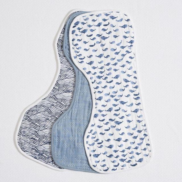 Jack Organic Muslin Burp Cloth Set Of 3, Navy Multi