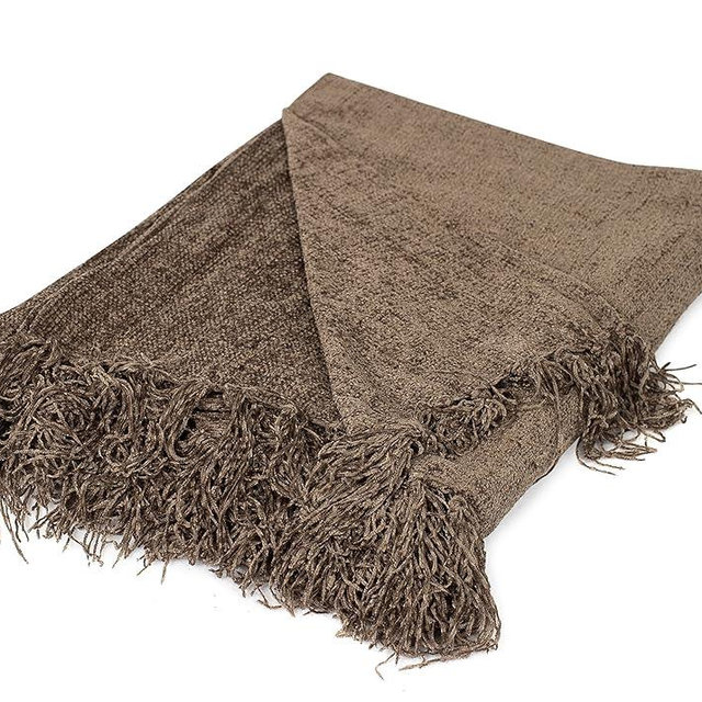 Internet’s Best Chenille Throw Blankets | Taupe | Ultra Soft Couch Blanket with Fringe | Light Weight Sofa Throw | 100% Microfiber Polyester | Easy Travel | Bed | 50 x 60