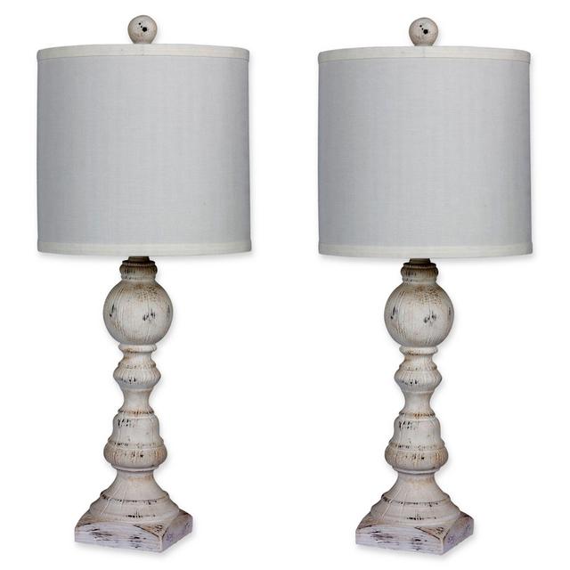 Fangio Lighting Balustrade Table Lamp in Antique White (Set of 2)