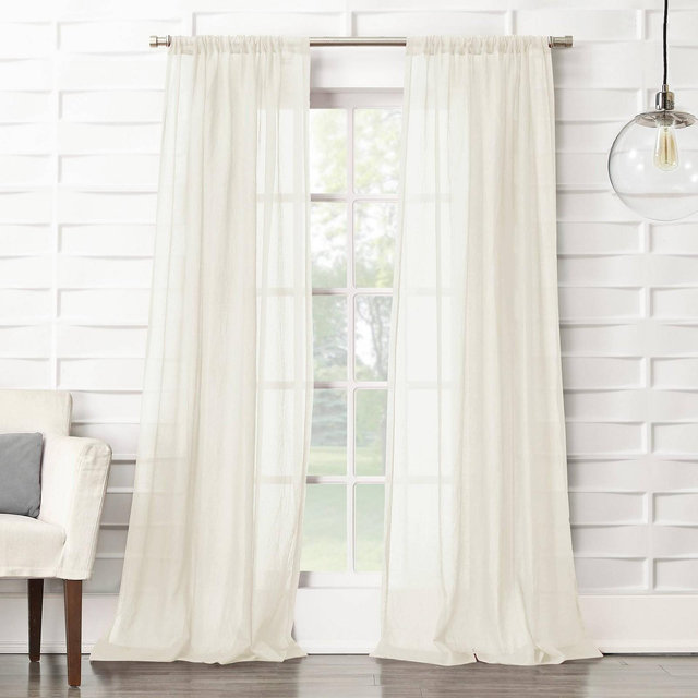 108"x50" Avril Crushed Textured Semi-Sheer Rod Pocket Curtain Panel Cream - No. 918