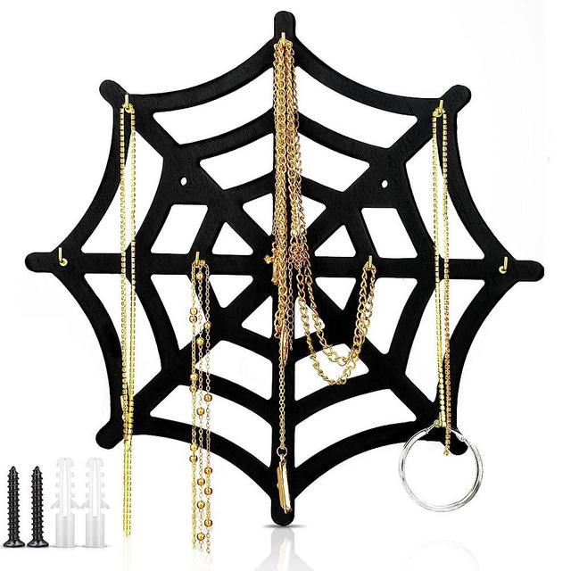 Gothic Web Jewelry Holder for Wall Black Key Holder Halloween Bedroom Decor Spooky Goth Wall Decor Wall Mount Hanger Decor Organizer for Kitchen Room Home Front Door Entryway Hat Towel Display
