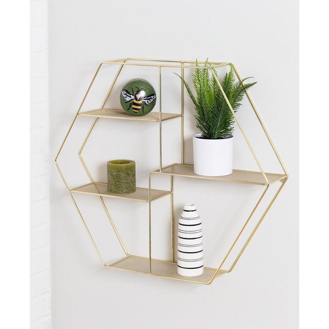 Honey Can Do Four-Tier Hexagonal Decorative Metal Wall Shelf