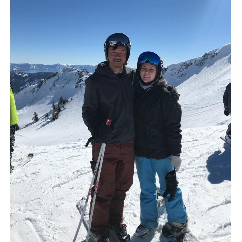 3.17.2019. He skis. She snowboards. 
Squaw Valley Olympic Village