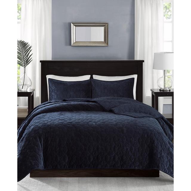 Madison Park Harper Velvet 3-Piece Full/Queen Quilted Coverlet Set