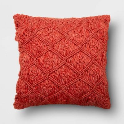 Square Heathered Macrame Throw Pillow(Yellow) - Opalhouse™