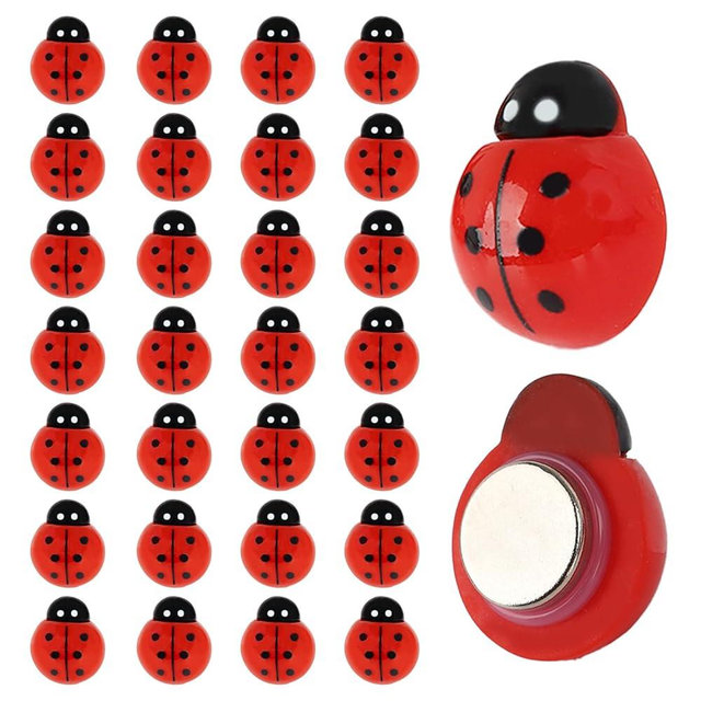 30 PCS Ladybug Fridge Magnets Cute Refrigerator Magnets Ladybug Decorative Sticker Locker Decorations for Whiteboard, Kitchen Fridge, Office, Dishwasher