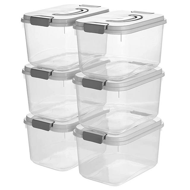 5.5 Quart Clear Storage Latch Box/Bin with Lids, 5 Liter Plastic Organize Bins with Handle, 6-Pack