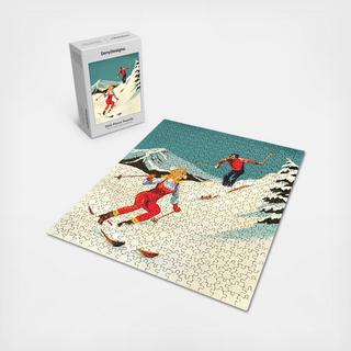 The Whiskey Ginger Retro Skiing Couple, 500 Piece Puzzle