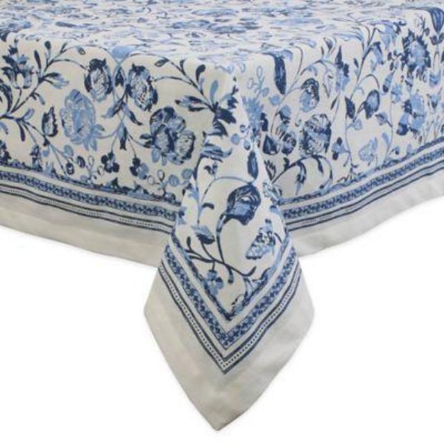 Madiera 60-Inch x 84-Inch Oblong Tablecloth in Blue/White