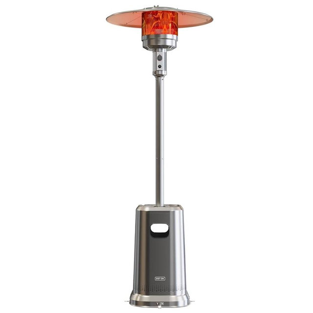 EAST OAK Anti-rust 50,000 BTU Patio Heater for Outdoor Use With Double-Layer Stainless Steel Burner, Table Design and Wheels, Propane Patio Heater for Home and Commercial, Stainless Steel