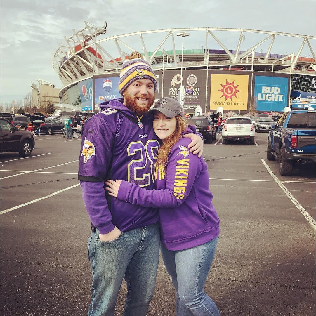Kurt turning Melissa into a Viking Fan, 2017.