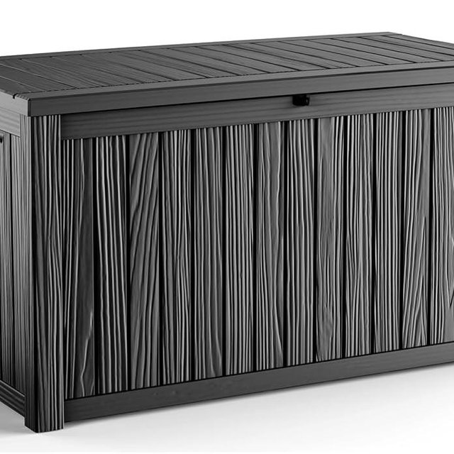 MAIUSCOLI 200 Gallon Outdoor Deck Box, Lockable Waterproof Outdoor Storage Boxes For Garden Tools,Indoor Cushions,Accessories Outside Storage Resin Weatherproof Container(Black)