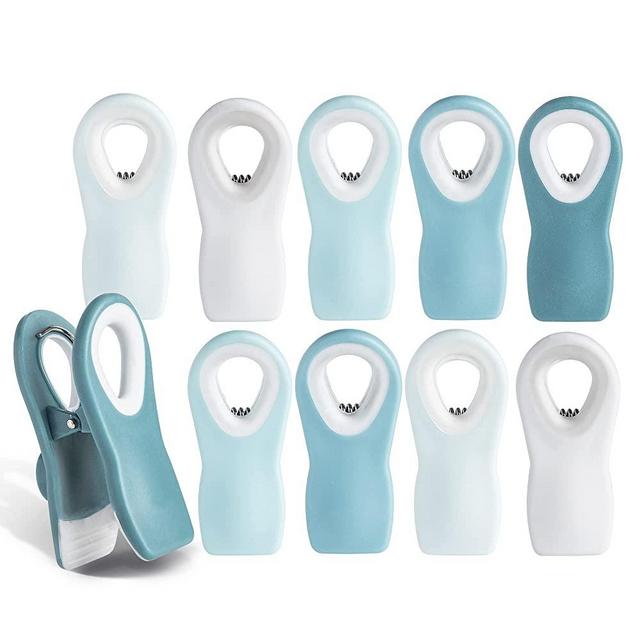 COOK WITH COLOR 10 Pc Bag Clips with Magnet- Food Clips, Chip Clips, Bag Clips for Food Storage with Air Tight Seal Grip for Bread Bags, Snack Bags and Food Bags (Light Blue Ombre)