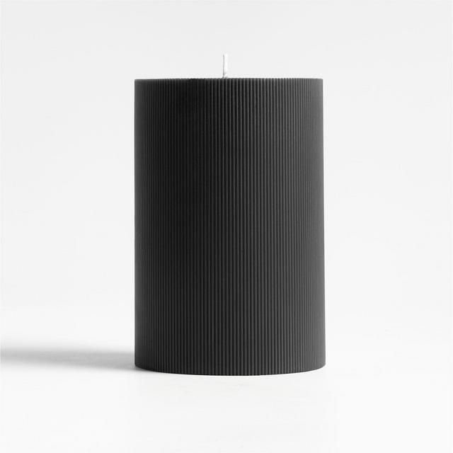 4"x6" Ribbed Black Pillar Candle