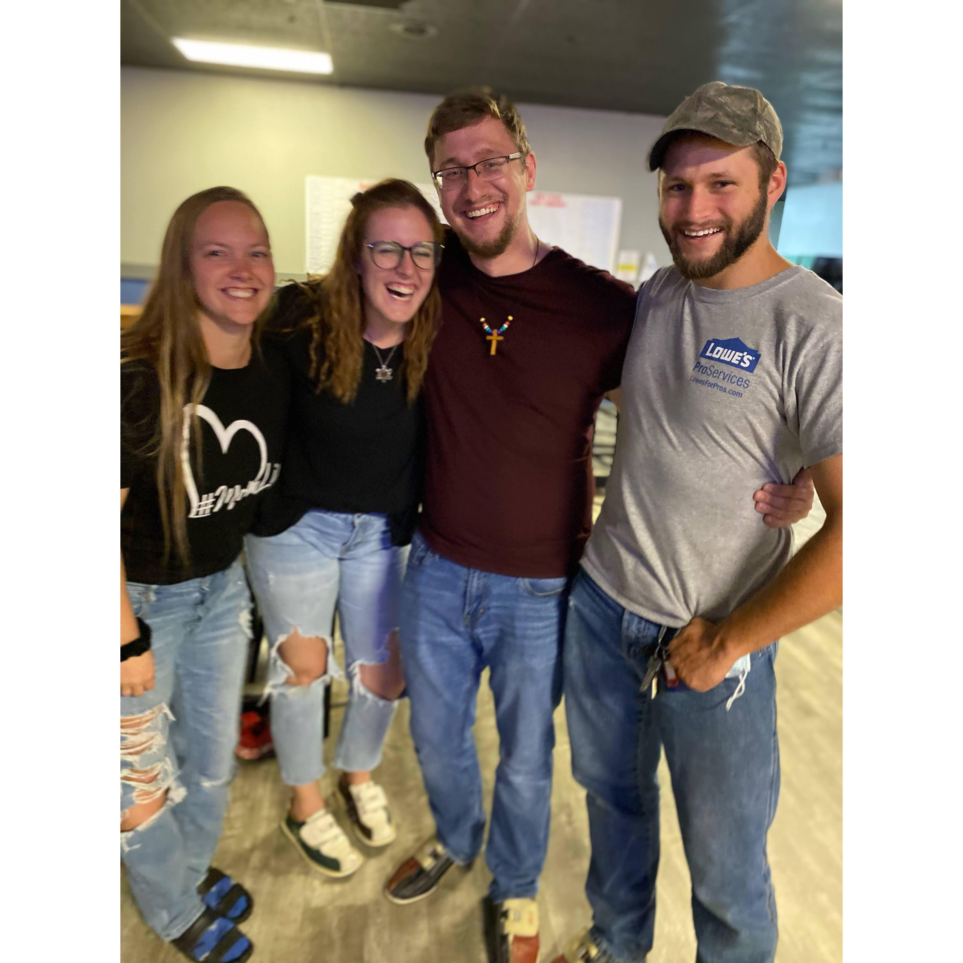 Game nights and bowling with these two are the best! Brandon is Sam's best man and Paula is his AMAZING wife!! We can't imagine a wedding day without these two there!