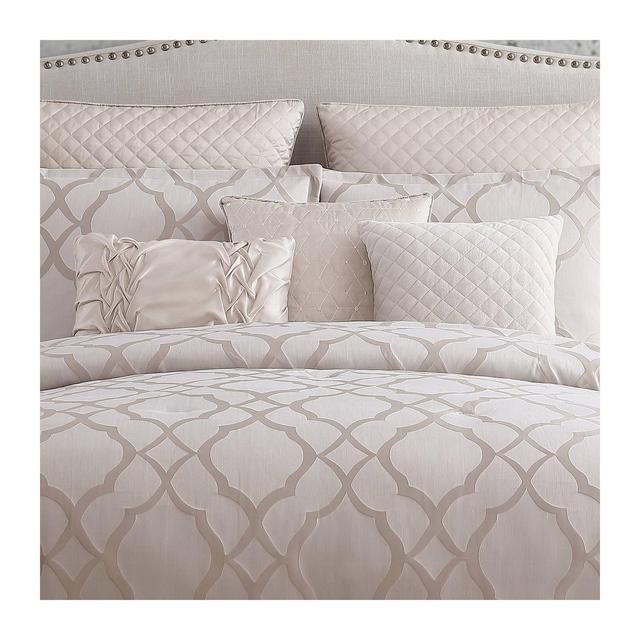 King 10pc Tinley Comforter Set White/Silver - Riverbrook Home