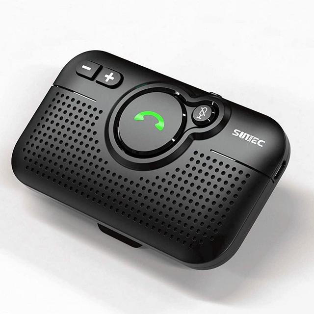 SUNITEC Handsfree Bluetooth for Cell Phone - Bluetooth 5.0 Car Speaker Motion AUTO ON Siri Google Assistant Support Voice Guidance Bluetooth Car Kit Receiver Handsfree Speakerphone with Visor Clip