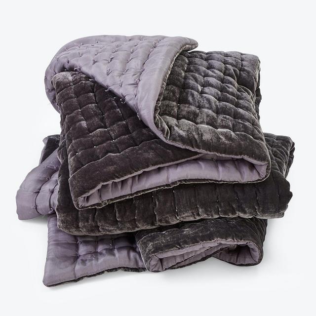 Luminous Velvet Throw Charcoal