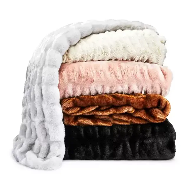 Textured Faux Fur Throw - 100% Exclusive