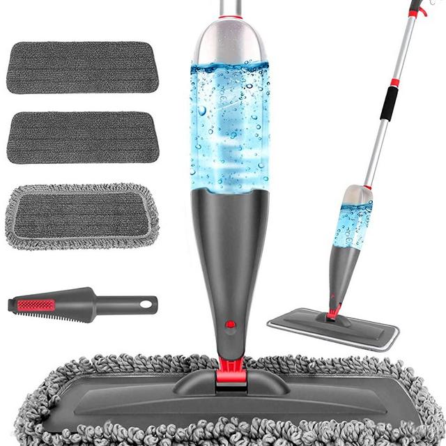 Spray Mop for Floor Cleaning with 3pcs Washable Pads - Wet Dry Microfiber Mop with 800 ml Refillable Bottle for Kitchen Wood Floor Hardwood Laminate Ceramic Tiles Floor Dust Cleaning