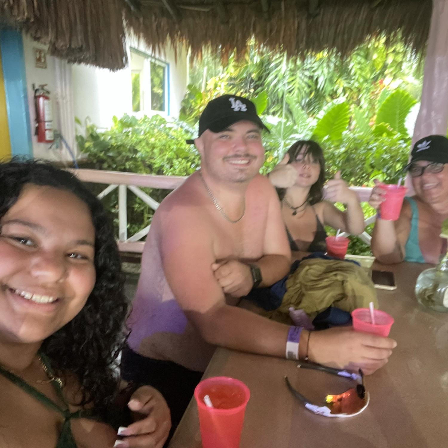 Paradise Beach Club, with Mom and Adysen in Mexico