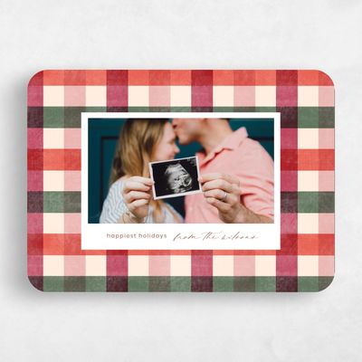 Pink Rounded Holiday Card - Rowe Landscape