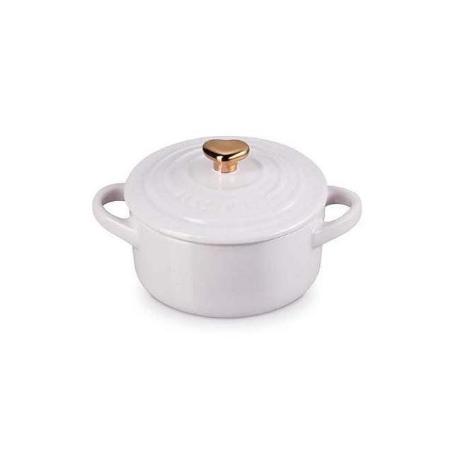 Le Creuset Stoneware Mini Round Cocotte, 8oz., Shallot with Gold Heart Knob