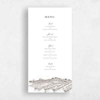 Dark Charcoal, White Wedding Menu - Fico