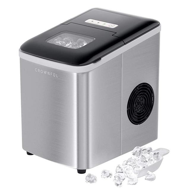 Crownful Ice Maker Machine for Countertop, 9 Ice Cubes Ready in 8-10 Minutes, 26lbs Bullet Ice Cubes in 24H, Electric Ice Maker with Scoop and Basket