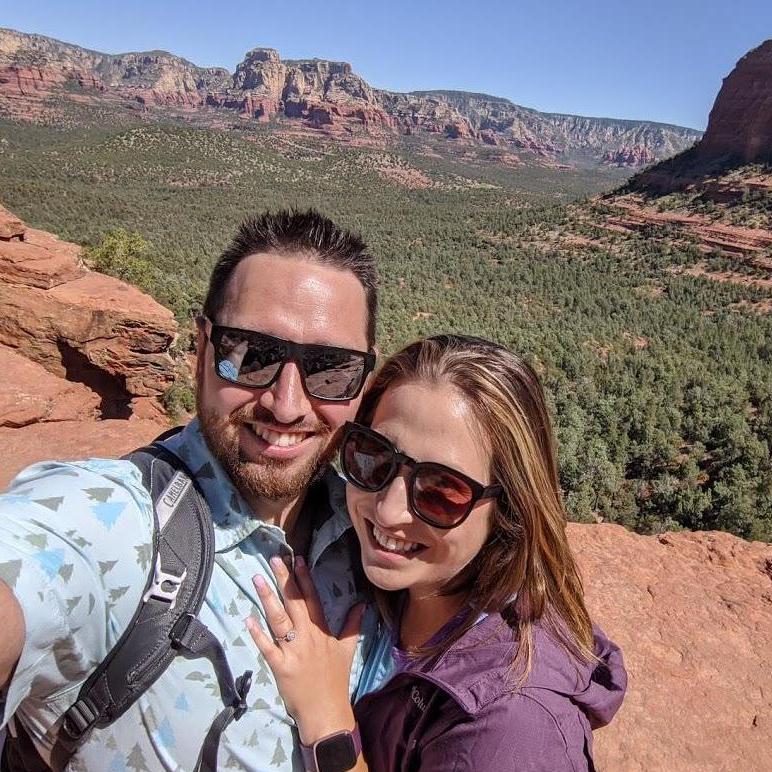 All smiles after Matt's proposal at Devil's Bridge  in Sedona, AZ.