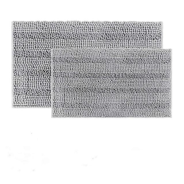 Hakuna Extra Soft Light Grey Bathroom Rugs and Mats Set 2 Pieces Bathroom Rug Set Light Gray, Thick Chenille Bath Rugs Non Slip, Absorbent Plush Shaggy Bath Mats for Bathroom, Machine Washable