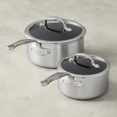 GreenPan™ Premiere Stainless-Steel Ceramic Nonstick 4-Piece Saucepan with Lid Set
