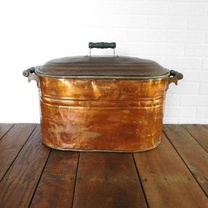 Vintage Cream City Copper Boiler, Farmhouse Decor, Primitive, Copper Wash Tub, Farm Kitchen, Fixer Upper Decor