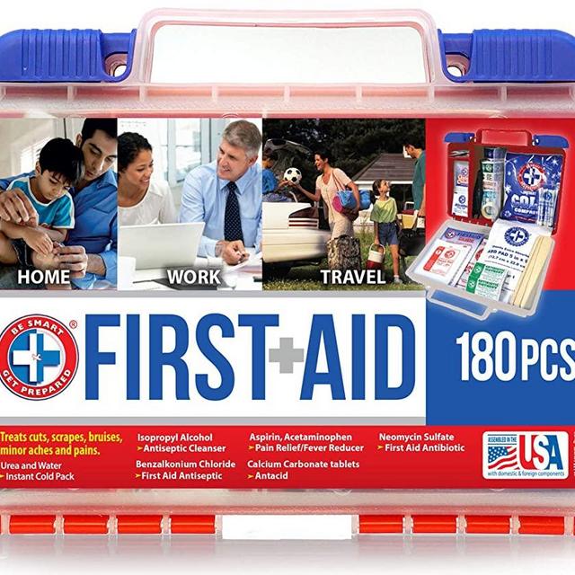 Be Smart Get Prepared 180 Piece First Aid Kit, 1.44 Pound