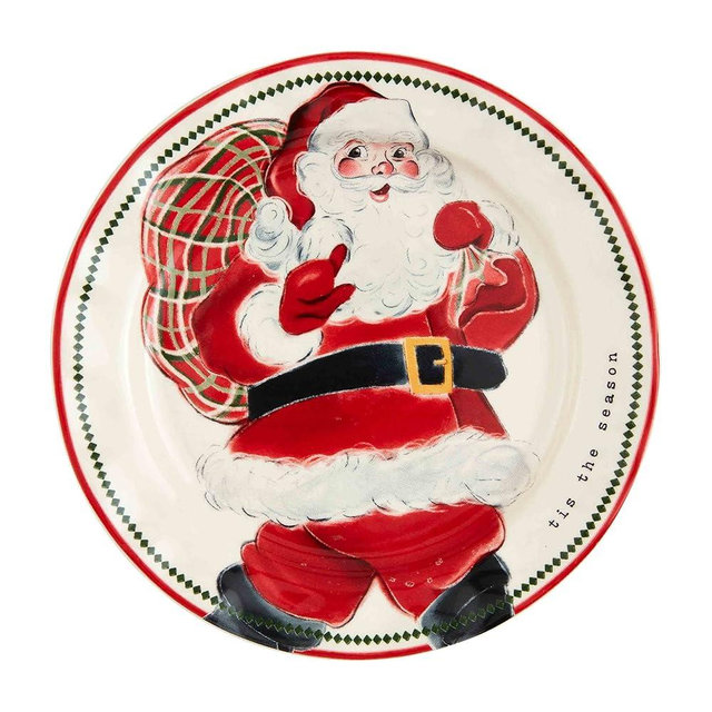 Mud Pie Santa Salad Christmas Plate, Gift, 8" dia